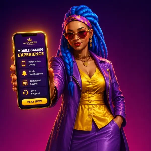 Ás Rainha apresentando interface do app móvel Coolzino brilhando na tela do smartphone