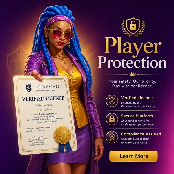 Ás Rainha apresentando certificado KYC na mesa de verificação da Estrutura e Proteção ao Jogador da Curaçao Gaming Authority